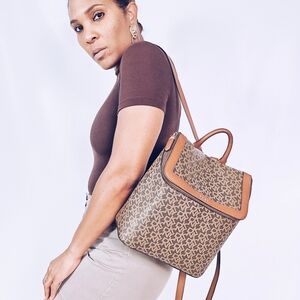 DKNY Logo Faux Leather Backpack
